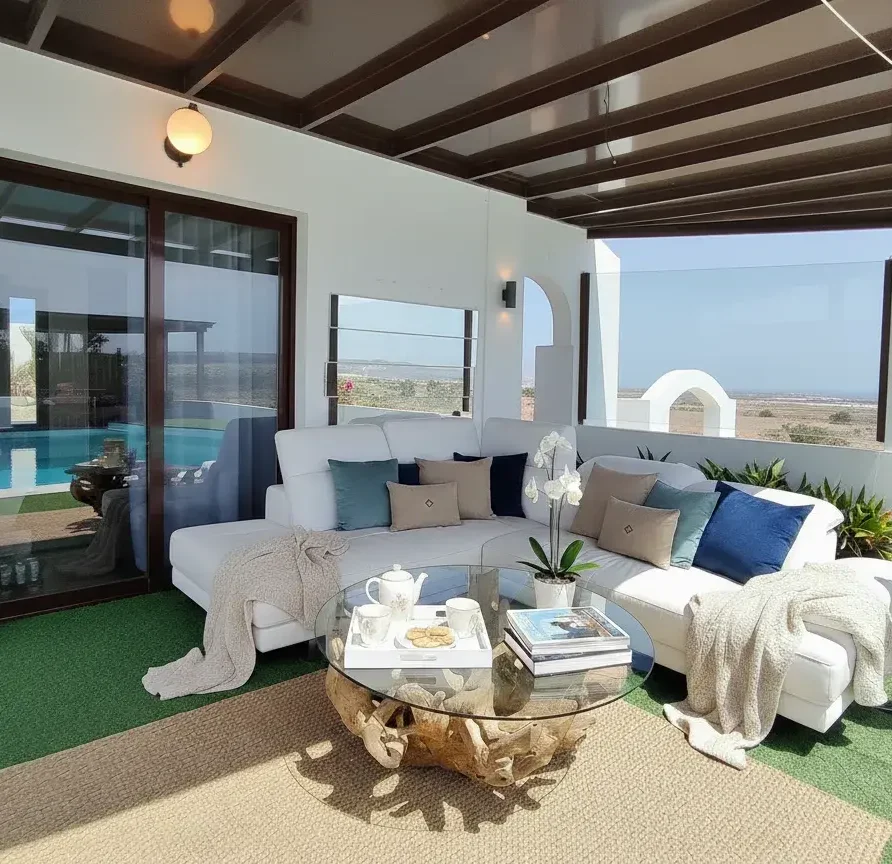 hotel rural lanzarote habitacion con vistas al mar y volcan